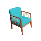 Poltrona Barcelona Suede Azul Tiffany Com Corda Náutica Champ