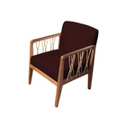 Poltrona Barcelona Suede Bordô Com Corda Náutica Champagne Ba