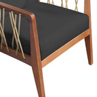 Poltrona Barcelona Suede Cinza Grafite Com Corda Náutica Cham