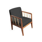 Poltrona Barcelona Suede Cinza Grafite Com Corda Náutica Cham