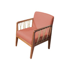 Poltrona Barcelona Suede Com Corda Náutica Champagne Base Fix