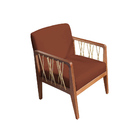 Poltrona Barcelona Suede Terracota Com Corda Náutica Champagn