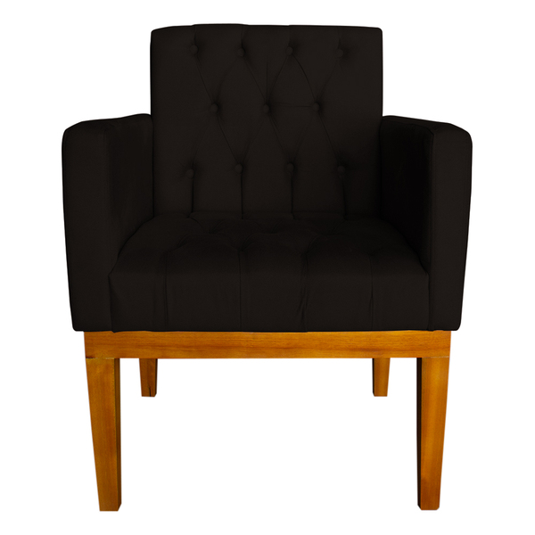 Poltrona Baronesa Capitone Pés Madeira Com Base Reforçada Sue