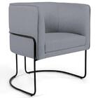 Poltrona Base Aço Betina C-416 Linho Cinza Escuro - Domi