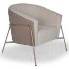 Poltrona Base Aço Champagne Mallone A-490 Linho Bege Domi