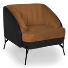 Poltrona Base Aço Coral Corano Veludo Laranja Domi