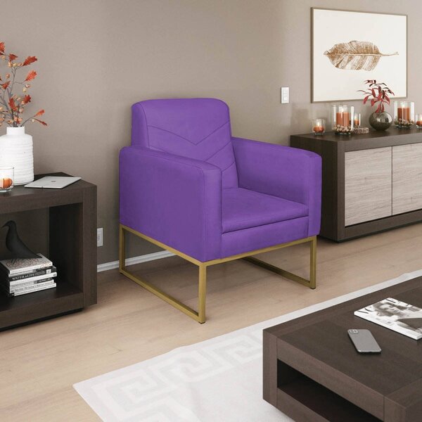 Poltrona Base De Ferro Dourada Corano Bali  Roxo