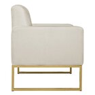 Poltrona Base De Ferro Dourada Linho Bali  Bege