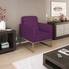 Poltrona Base De Ferro Dourada Suede Bali  Roxo