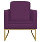 Poltrona Base De Ferro Dourada Suede Bali  Roxo