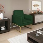 Poltrona Base De Ferro Dourada Suede Bali  Verde