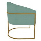 Poltrona Base De Ferro Linho Mariana  Azul Turquesa