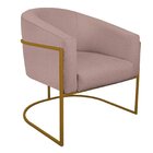 Poltrona Base De Ferro Linho Mariana Maranata Estofados Rosê