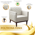 Poltrona Base De Madeira Fenix Matelassê Linho Off White