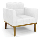 Poltrona Base De Madeira Fixa Castanho Elisa Corano Branco D0