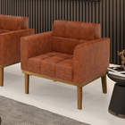 Poltrona Base De Madeira Fixa Castanho Elisa Corano Nozes D03