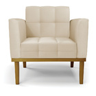 Poltrona Base De Madeira Fixa Castanho Elisa Corino Bege D03