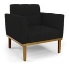 Poltrona Base De Madeira Fixa Castanho Elisa Linho D03 - D'ro