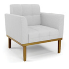 Poltrona Base De Madeira Fixa Castanho Elisa Linho D03 - D'ro