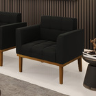 Poltrona Base De Madeira Fixa Castanho Elisa Suede D03 - D'ro