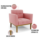 Poltrona Base De Madeira Fixa Castanho Elisa Suede D03 - D'ro