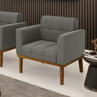 Poltrona Base De Madeira Fixa Castanho Elisa Suede D03 - D'ro