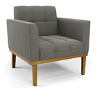 Poltrona Base De Madeira Fixa Castanho Elisa Suede D03 - D'ro