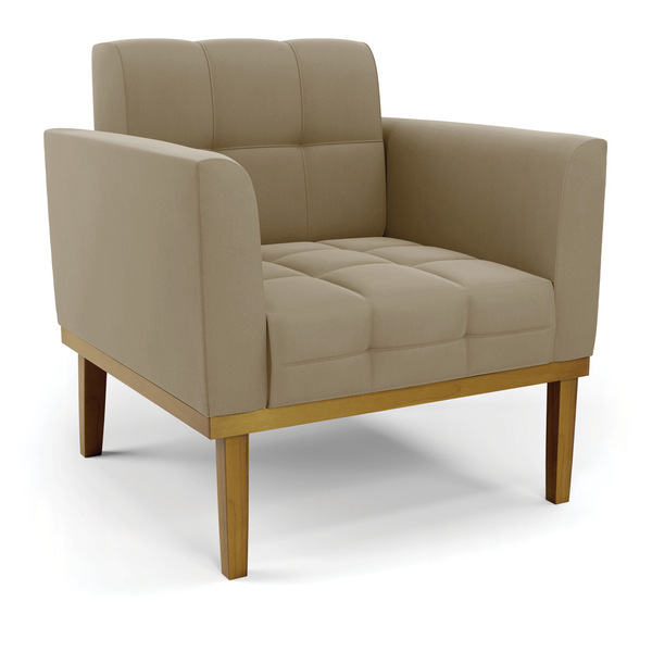 Poltrona Base De Madeira Fixa Castanho Elisa Suede D03 - D'ro