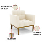 Poltrona Base De Madeira Fixa Castanho Elisa Veludo D03 - D'r