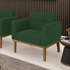 Poltrona Base De Madeira Fixa Castanho Elisa Veludo D03 - D'r