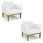 Poltrona Base De Madeira Fixa Castanho Kit 2 Elisa Corano D03