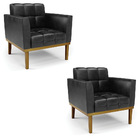 Poltrona Base De Madeira Fixa Castanho Kit 2 Elisa Corano D03