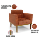 Poltrona Base De Madeira Fixa Castanho Kit 2 Elisa Corano D03