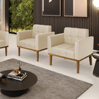 Poltrona Base De Madeira Fixa Castanho Kit 2 Elisa Corino D03