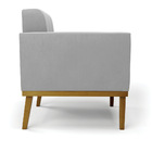 Poltrona Base De Madeira Fixa Castanho Kit 2 Elisa Suede Cinz