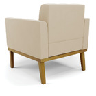 Poltrona Base De Madeira Fixa Castanho Kit 2 Elisa Suede D03