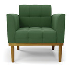 Poltrona Base De Madeira Fixa Castanho Kit 2 Elisa Suede D03