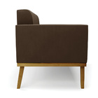 Poltrona Base De Madeira Fixa Castanho Kit 2 Elisa Suede D03