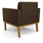 Poltrona Base De Madeira Fixa Castanho Kit 2 Elisa Suede D03