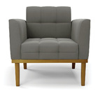 Poltrona Base De Madeira Fixa Castanho Kit 2 Elisa Suede D03