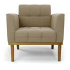 Poltrona Base De Madeira Fixa Castanho Kit 2 Elisa Suede D03