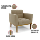 Poltrona Base De Madeira Fixa Castanho Kit 2 Elisa Suede Marr