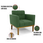 Poltrona Base De Madeira Fixa Castanho Kit 2 Elisa Suede Verd