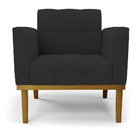 Poltrona Base De Madeira Fixa Castanho Kit 2 Elisa Veludo Pre