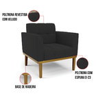 Poltrona Base De Madeira Fixa Castanho Kit 2 Elisa Veludo Pre