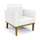 Poltrona Base De Madeira Fixa Castanho Marisa Corano - Branco