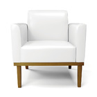 Poltrona Base De Madeira Fixa Castanho Marisa Corano Branco