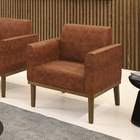 Poltrona Base De Madeira Fixa Castanho Marisa Corano - Nozes