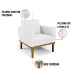 Poltrona Base De Madeira Fixa Castanho Marisa Corino Branco