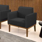 Poltrona Base De Madeira Fixa Castanho Marisa Corino - Preto